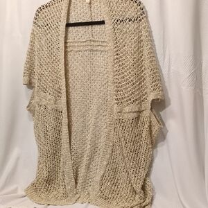 Eileen Fisher Linen Knit Poncho/Cardigan Lagenlook Neutral Layering Oversized